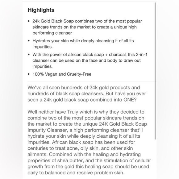 🌙 Truly Beauty 24K GOLD Black Soap 2 in 1 Luxury Butter FULL SZ NEW - Picture 5 of 5